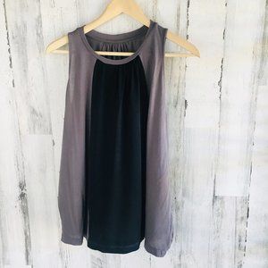 Three Dots Gray Black Loose Tissue Jersey Tank Top